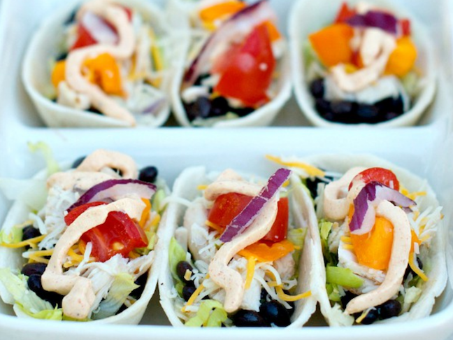 Mini Chicken Taco Boats With Jalapeno Greek Yogurt Dip