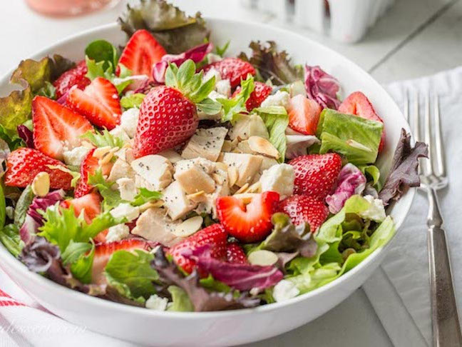 Strawberry Salad with Chicken and Poppy Seed Dressing