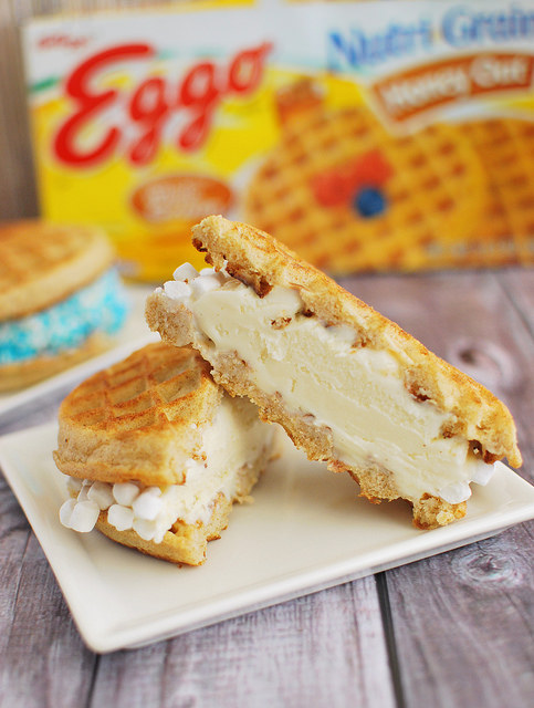 Frozen Yogurt Waffle Sandwiches