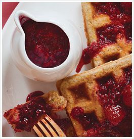 Raspberry Sauce and Waffles