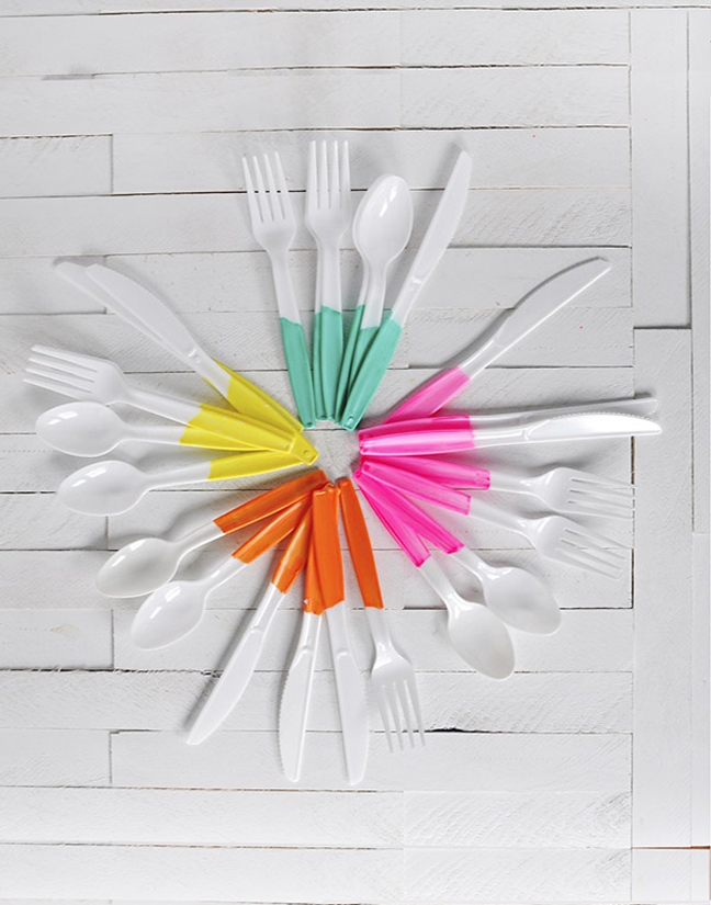 Paint Plain White Plastic Flatware