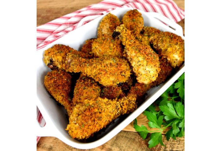 Seasoned Panko Crusted Baked Chicken Drumsticks