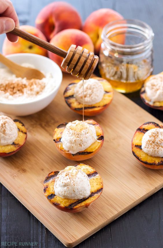 Grilled Peaches with Cinnamon Honey Ricotta