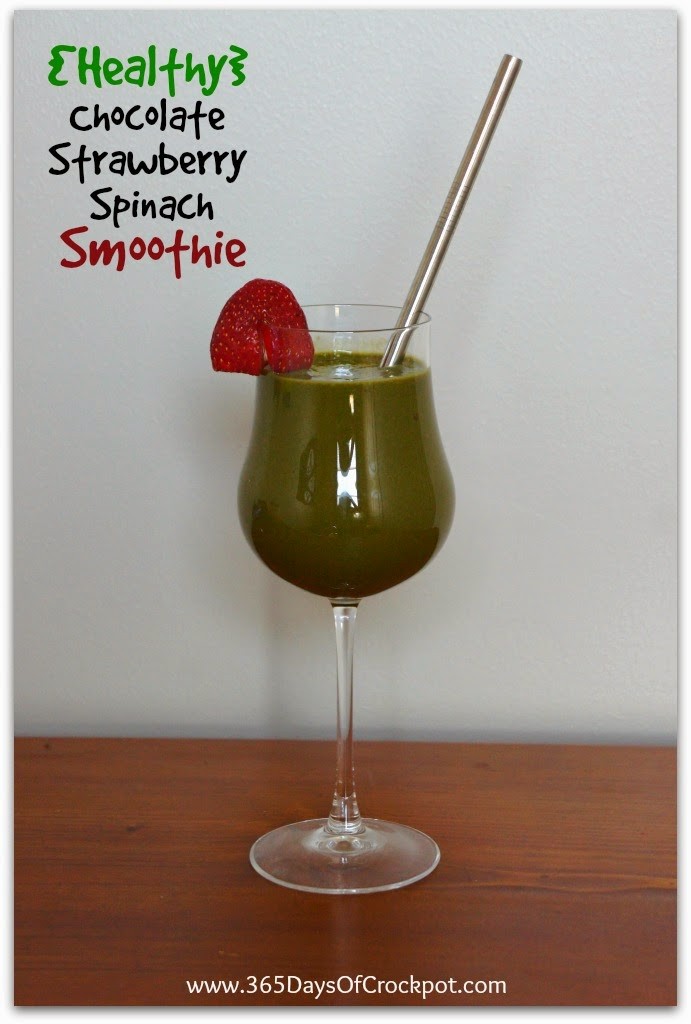 Healthy Chocolate Strawberry Spinach Smoothie