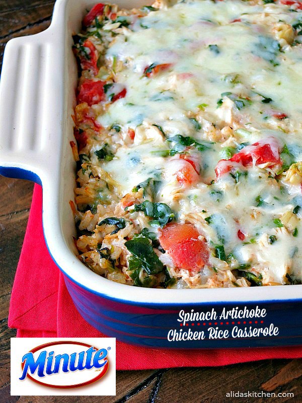 Spinach Artichoke Chicken Rice Casserole