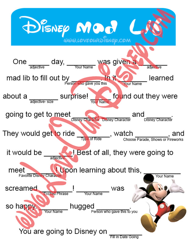 Printable Mad Libs 