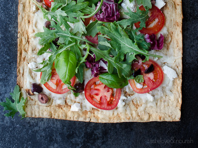 Ricotta Salata and Olive Grilled Flatbread with Kale Italia