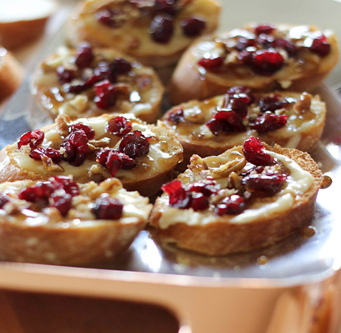 Cranberry Pecan Brie Crostini