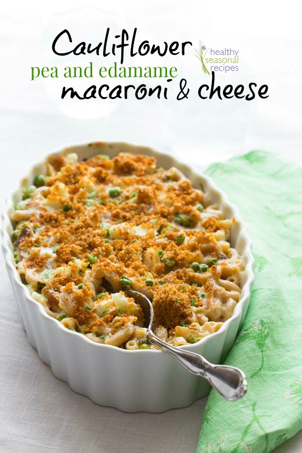 Cauliflower Pea Edamame Mac and Cheese