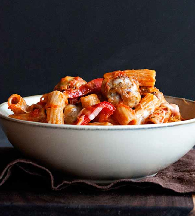 Sicilian Sausage and Peppers Rigatoni