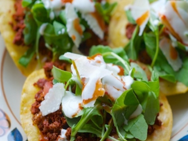 Chef Aaron Sanchez's Tostadas de Chorizo