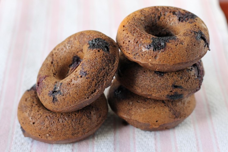 Blueberry Cocoa Baked Doughnuts