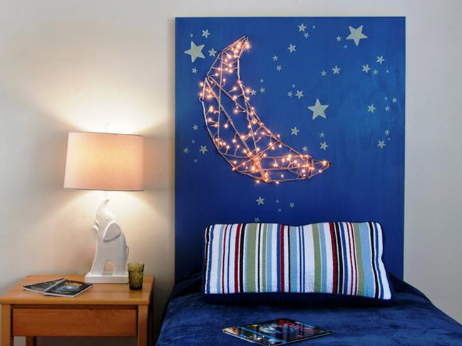 Kid's Headboard with Built-in Nightlights