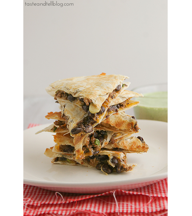 Meatloaf Quesadillas with Cilantro Cream