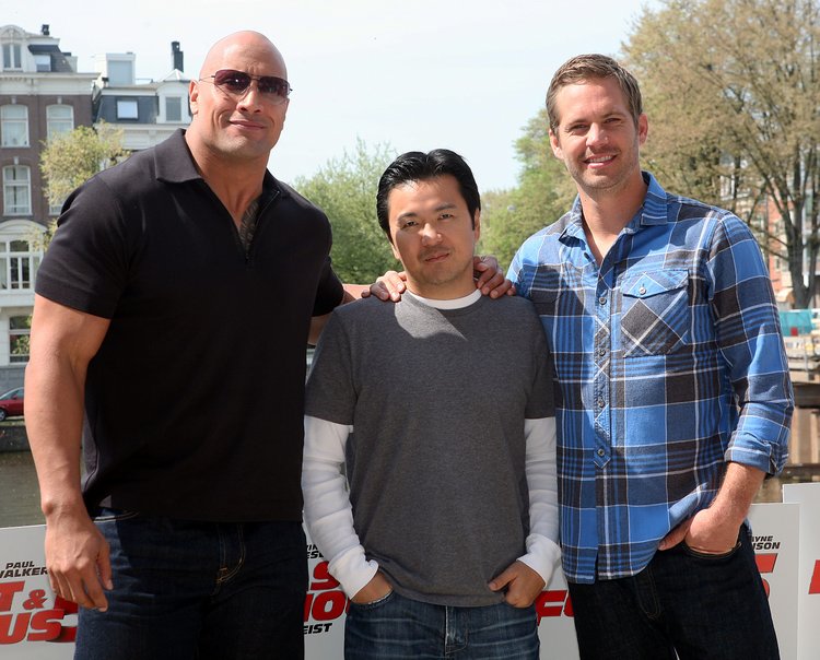 Dwayne Johnson, Justin Lin and Paul Walker 