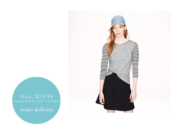 J Crew Striped Sleeve Tee