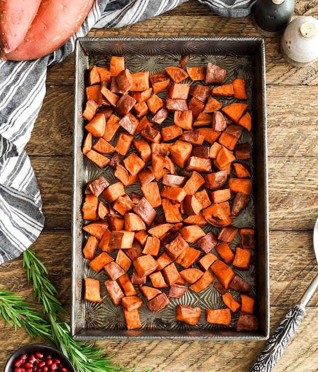 Maple Cinnamon Roasted Sweet Potatoes 