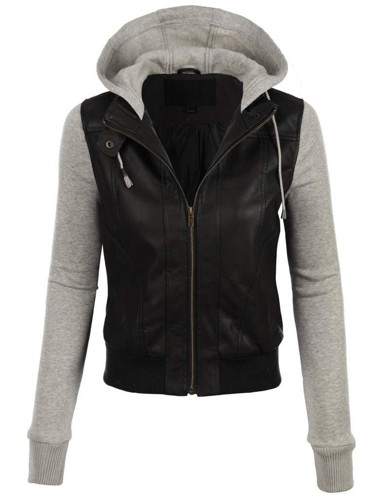 Faux Leather Hoodie