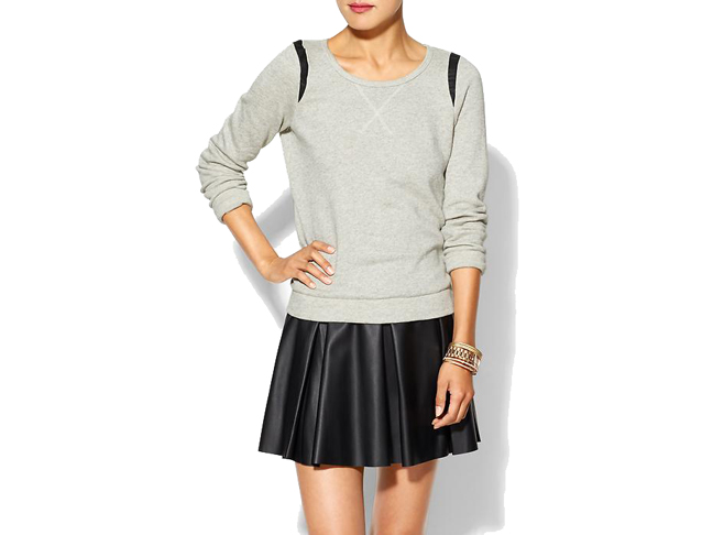 Hive & Honey Faux Leather Sweatshirt