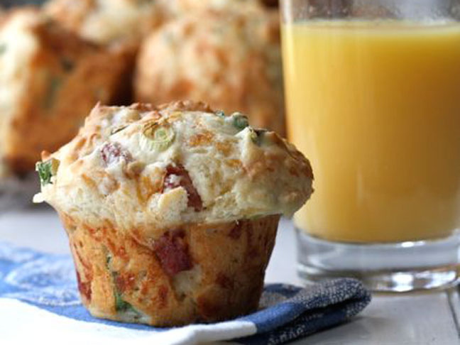 Ham, Scallion, and Cheddar Muffins